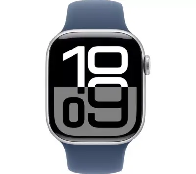 Apple Watch S10 Cellular 42mm Silver aluminium case with Denim sport band - M/L