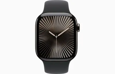 Apple Watch S10 Cellular 42mm Slate titanium case with Black sport band - M/L