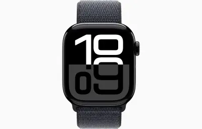 Apple Watch S10 Cellular 46mm Jet Black aluminium case with Ink sport loop