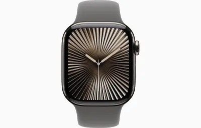 Apple Watch S10 Cellular 46mm Natural titanium case with Stone Grey sport band - S/M
