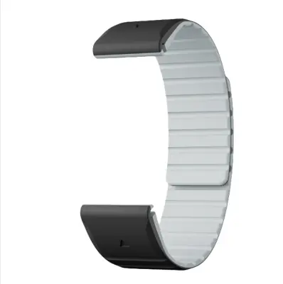 Pašček za Garmin Fenix, magnetni silikonski pašček za uro Garmin, združljiv s Fenix 8/7/6/5 Black+Grey 22 mm