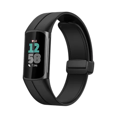 Silikonski pašček za uro z magnetno zaponko za Fitbit Charge 5/6 Black