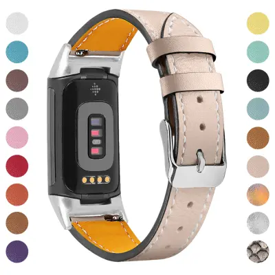 Usnjen pašček za Fitbit Charge 5/6 Beige