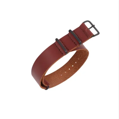 Pašček za uro NATO iz pravega usnja za moške Brown 24 mm