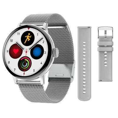 Inox LCD pametna ura touch 2 pasova BT 5.0 Android in iOS LUXURY srebrna