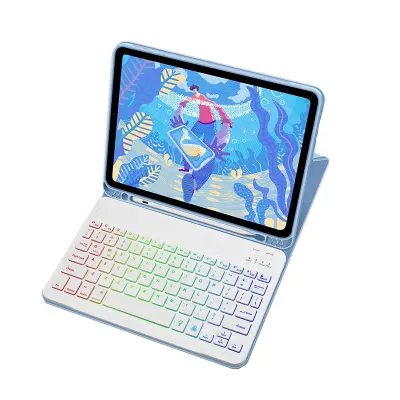 Usnjena torbica z RGB Bluetooth tipkovnico za iPad Blue  iPad 10 10,9 palcev