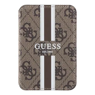 Guess, Nosilec kartic z magnetnim zapenjanjem Stripes Magsafe, Rjava