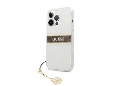 Guess, Ohišje za Apple iPhone 13 Pro Stripe Charm s šarmom, Rjava