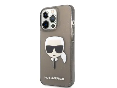 Karl Lagerfeld, Ohišje za Apple iPhone 13 Pro Translucide Pailletée Karl, ?rna