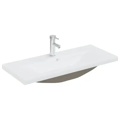Vgradni Umivalnik - Kopalna umivalnik - Lavabo s pipo 91x39x18 cm keramičen bel