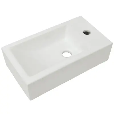 Pravokotni Umivalnik - Kopalna umivalnik - Lavabo keramika bele barve 46x25,5x12 cm