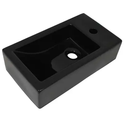 Umivalnik - Kopalna umivalnik - Lavabo pravokotni keramika črne barve 46x25,5x12 cm
