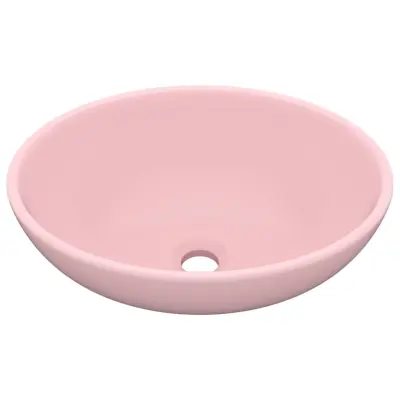 Razkošen Umivalnik - Kopalna umivalnik - Lavabo ovalen mat roza 40x33 cm keramičen