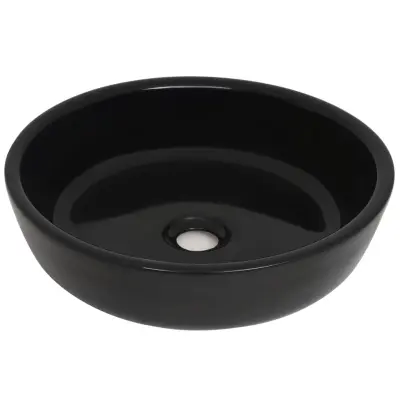 Keramični Umivalnik - Kopalna umivalnik - Lavabo okrogle oblike črne barve 42x12 cm