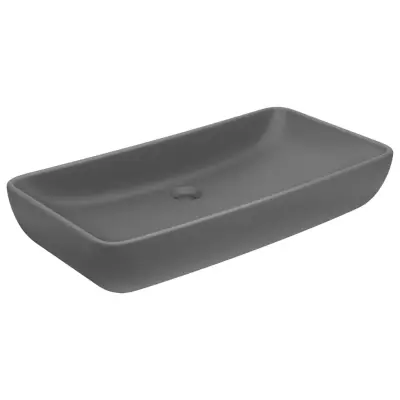 Razkošen Umivalnik - Kopalna umivalnik - Lavabo pravokoten mat temno siv 71x38 cm keramičen