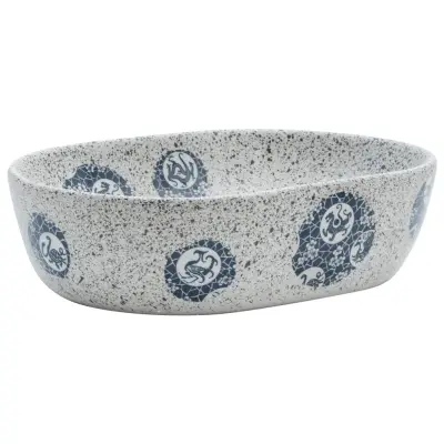 Umivalnik - Kopalna umivalnik - Lavabo Nadpultni siv in moder ovalen 47x33x13 cm keramika