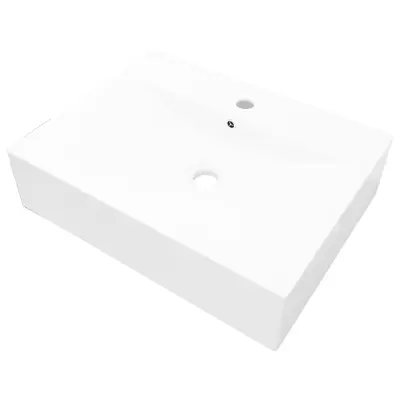 Keramični Umivalnik - Kopalna umivalnik - Lavabo pravokoten bel z odprtino za pipo 60x46 cm