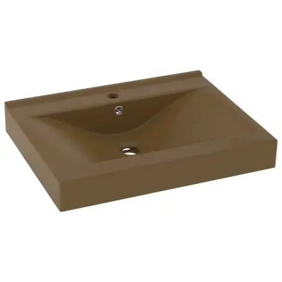 Razkošen Umivalnik - Kopalna umivalnik - Lavabo z luknjo mat krem 60x46 cm keramičen