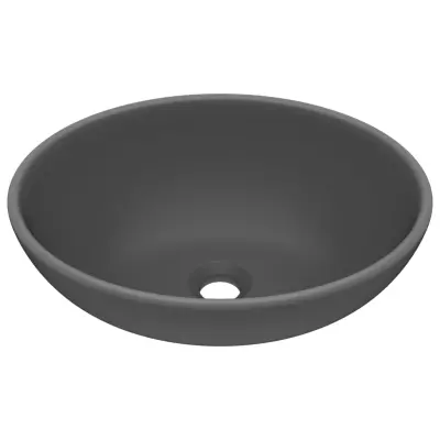 Razkošen Umivalnik - Kopalna umivalnik - Lavabo ovalen mat temno siv 40x33 cm keramičen