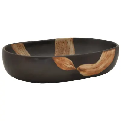 Umivalnik - Kopalna umivalnik Nadpultni črn ovalen 59x40x14 cm keramika