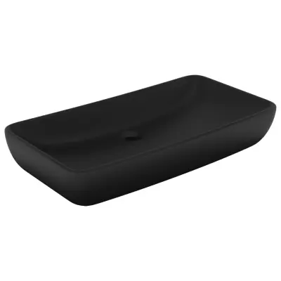 Razkošen Umivalnik - Kopalna umivalnik - Lavabo pravokoten mat črn 71x38 cm keramičen