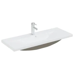 Vgradni Umivalnik - Kopalna umivalnik - Lavabo s pipo 101x39x18 cm keramičen bel