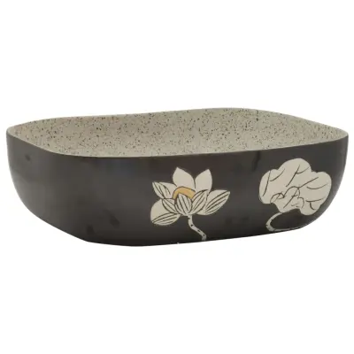 Umivalnik - Kopalna umivalnik - Lavabo siv in črn pravokoten 48x37,5x13,5 cm keramika