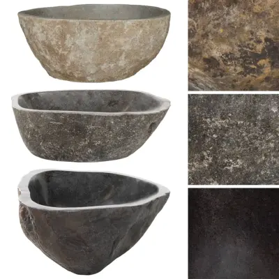 Umivalnik - Kopalna umivalnik - Lavabo iz rečnega kamna ovalen (37-46)x(29-36) cm