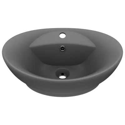 Razkošen Umivalnik - Kopalna umivalnik - Lavabo ovalen mat temno siv 58,5x39 cm keramika
