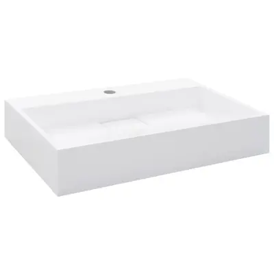 Umivalnik - Kopalna umivalnik - Lavabo 60x38x11 cm liti mineral/ liti marmor bel