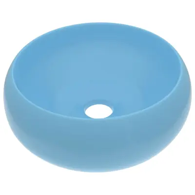 Razkošen Umivalnik - Kopalna umivalnik - Lavabo okrogel mat svetlo moder 40x15 cm keramičen
