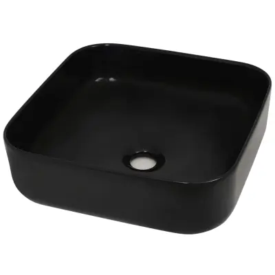 Keramični Umivalnik - Kopalna umivalnik - Lavabo kvadratne oblike črne barve 38x38x13,5 cm