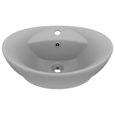 Razkošen Umivalnik - Kopalna umivalnik - Lavabo ovalen mat svetlo siv 58,5x39 cm keramika