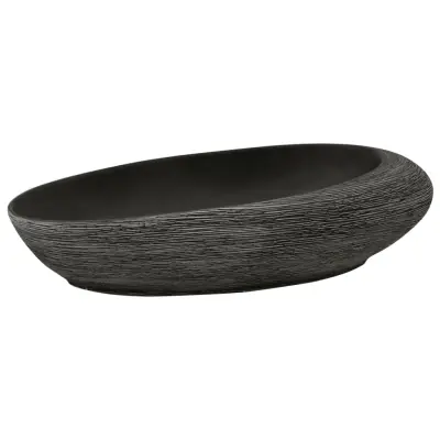 Umivalnik - Kopalna umivalnik - Lavabo Nadpultni siv in črn ovalen 59x40x14 cm keramika