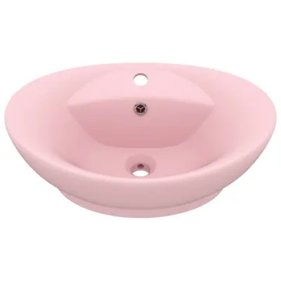 Razkošen Umivalnik - Kopalna umivalnik - Lavabo ovalen mat roza 58,5x39 cm keramika