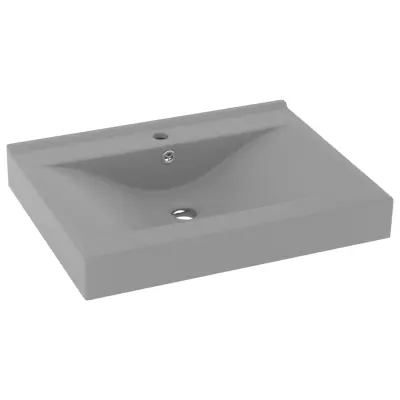 Razkošen Umivalnik - Kopalna umivalnik - Lavabo z luknjo mat svetlo siv 60x46 cm keramičen