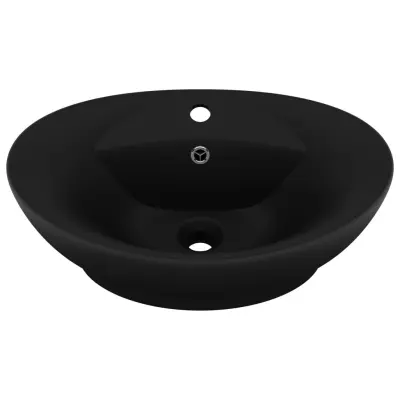 Razkošen Umivalnik - Kopalna umivalnik - Lavabo ovalen mat črn 58,5x39 cm keramika