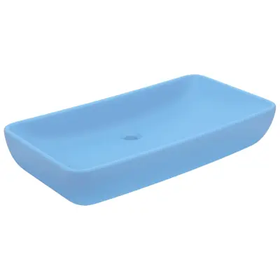 Razkošen Umivalnik - Kopalna umivalnik - Lavabo pravokoten mat svetlo moder 71x38 cm keram.