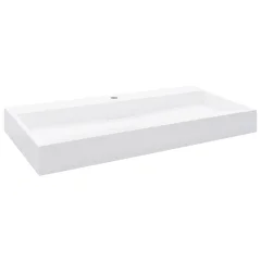 Umivalnik - Kopalna umivalnik - Lavabo 100x46x11 cm mineralna litina/marmorna litina bel
