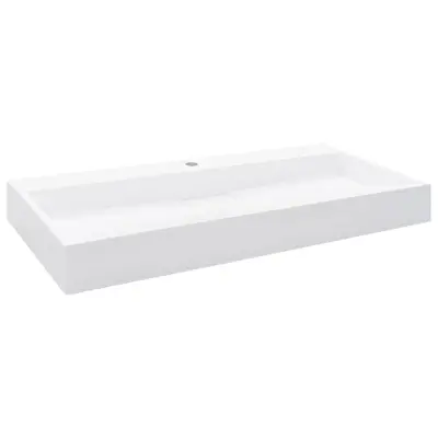 Umivalnik - Kopalna umivalnik - Lavabo 100x46x11 cm mineralna litina/marmorna litina bel