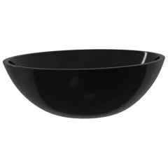 Stekleni Umivalnik - Kopalna umivalnik - Lavabo 50x37x14 cm črne barve