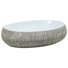 Umivalnik - Kopalna umivalnik - Lavabo Nadpultni siv in moder ovalen 59x40x15 cm keramika