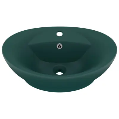 Razkošen Umivalnik - Kopalna umivalnik - Lavabo ovalen mat temno zelen 58,5x39 cm keramika