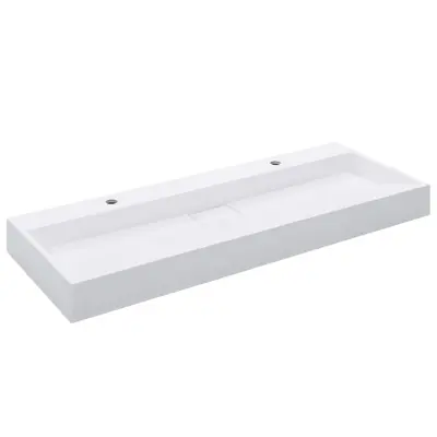 Umivalnik - Kopalna umivalnik - Lavabo 120x46x11 cm mineralna litina/marmorna litina bel