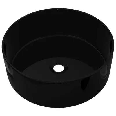 Keramični Umivalnik - Kopalna umivalnik - Lavabo okrogle oblike črne barve 40x15 cm
