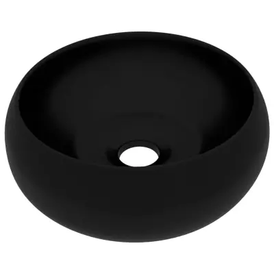 Razkošen Umivalnik - Kopalna umivalnik - Lavabo okrogel mat črn 40x15 cm keramičen