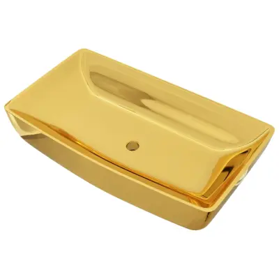 Umivalnik - Kopalna umivalnik - Lavabo 71x38x13,5 cm keramičen zlat