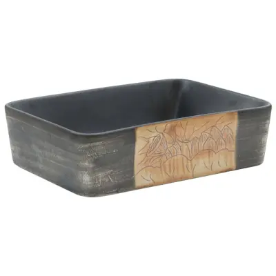 Umivalnik - Kopalna umivalnik - Lavabo črn in rjav pravokoten 46x35,5x13 cm keramika