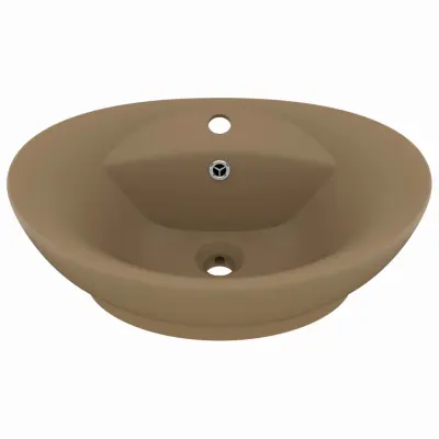 Razkošen Umivalnik - Kopalna umivalnik - Lavabo ovalen mat krem 58,5x39 cm keramika