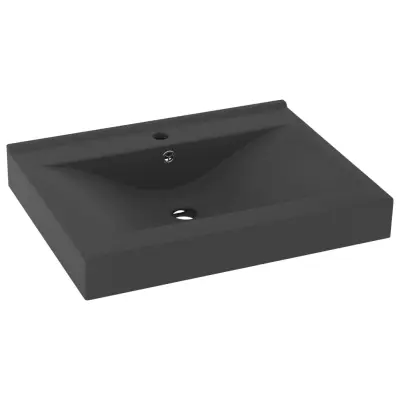 Razkošen Umivalnik - Kopalna umivalnik - Lavabo z luknjo mat temno siv 60x46 cm keramičen